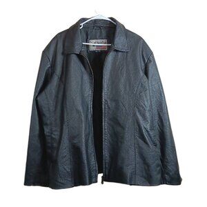 American Leather Moto Jacket Womens 5XL Black Leather Casual Zip Riding Biker